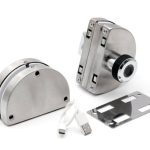 ZM228 Glass Door Lock | SS Backplate | Zn Cylinder | Brushed
